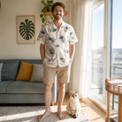 Full-length photo with the pet printed all over this Men's Mouse Mêlée Custom Cat Face Hawaiian Shirt