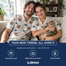 Friends in matching Men's Mouse Mêlée Custom Cat Face Hawaiian Shirt — a group gift photo