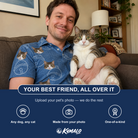 Friends in matching Men's Tabby Tinkles Custom Cat Face Polo Shirt — a group gift photo