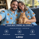 Friends in matching Men's Toe Bean Trail Custom Cat Face Hawaiian Shirt — a group gift photo