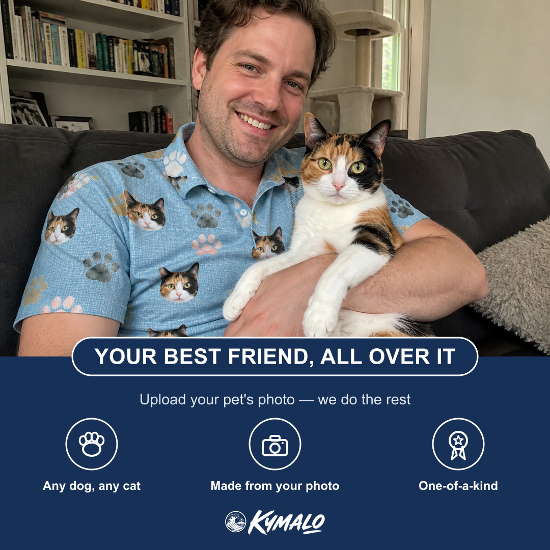 Friends in matching Men's Toe Bean Trail Custom Cat Face Polo Shirt — a group gift photo