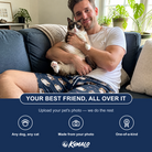 Friends in matching Men's Mewsed Charm Custom Cat Face Beach Shorts — a group gift photo