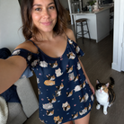 Selfie with the pet whose face is printed all over this Women's Mewsed Charm Custom Cat Face Off-Shoulder Dress