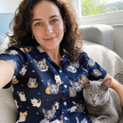 Selfie with the pet whose face is printed all over this Women's Mewsed Charm Custom Cat Face Hawaiian Shirt