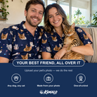 Friends in matching Women's Mewsed Charm Custom Cat Face Hawaiian Shirt — a group gift photo