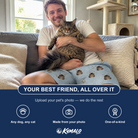 Friends in matching Men's Purrcussion Pings Custom Cat Face Beach Shorts — a group gift photo