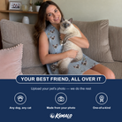 Friends in matching Women's Purrcussion Pings Custom Cat Face V-Neck Dress — a group gift photo