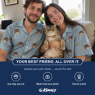 Friends in matching Men's Purrcussion Pings Custom Cat Face Hawaiian Shirt — a group gift photo