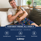 Friends in matching Men's Yarn Yowls Custom Cat Face Beach Shorts — a group gift photo