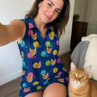 Selfie with the pet whose face is printed all over this Women's Yarn Yowls Custom Cat Face V-Neck Dress