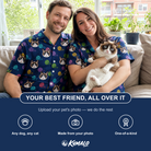 Friends in matching Men's Yarn Yowls Custom Cat Face Hawaiian Shirt — a group gift photo