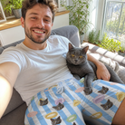 Selfie with the pet whose face is printed all over this Men's Naptime Nooks Custom Cat Face Beach Shorts