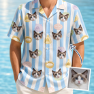 Man wearing Men's Naptime Nooks Custom Cat Face Hawaiian Shirt — custom faces printed all-over