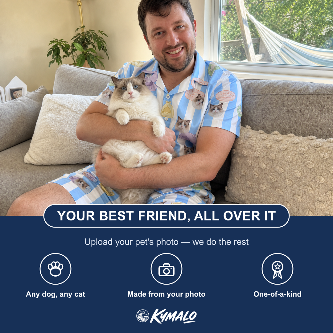 Friends in matching Men's Naptime Nooks Custom Cat Face Shirt & Shorts Set — a group gift photo