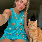 Selfie with the pet whose face is printed all over this Women's Purrfect Pisces Custom Cat Face Tank Dress