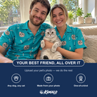 Friends in matching Men's Purrfect Pisces Custom Cat Face Hawaiian Shirt — a group gift photo