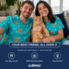 Friends in matching Women's Purrfect Pisces Custom Cat Face Hawaiian Shirt — a group gift photo