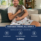 Friends in matching Men's Kitty Plumes Custom Cat Face Beach Shorts — a group gift photo