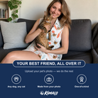 Friends in matching Women's Kitty Plumes Custom Cat Face V-Neck Dress — a group gift photo
