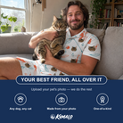 Friends in matching Men's Kitty Plumes Custom Cat Face Shirt & Shorts Set — a group gift photo