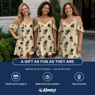 Friends in matching Women's Die Laughing Custom Face Off-Shoulder Dress — a group gift photo