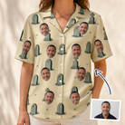 Woman wearing Women's Die Laughing Custom Face Hawaiian Shirt — custom faces printed all-over