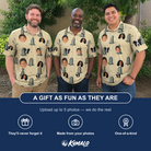 Friends in matching Men's Die Laughing Custom Face Polo Shirt — a group gift photo
