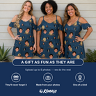 Friends in matching Women's Lunar Laughs Custom Face Off-Shoulder Dress — a group gift photo