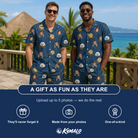 Friends in matching Men's Lunar Laughs Custom Face Shirt & Shorts Set — a group gift photo