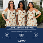Friends in matching Women's Fiery Fiends Custom Face Off-Shoulder Dress — a group gift photo
