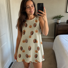 Real-life photo of someone wearing Women's Fiery Fiends Custom Face Tank Dress — custom faces printed all-over