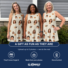 Friends in matching Women's Fiery Fiends Custom Face Tank Dress — a group gift photo