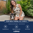 Friends in matching Women's Fiery Fiends Custom Dog Face V-Neck Dress — a group gift photo
