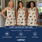Friends in matching Women's Fiery Fiends Custom Face V-Neck Dress — a group gift photo