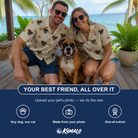 Friends in matching Men's Fiery Fiends Custom Dog Face Hawaiian Shirt — a group gift photo
