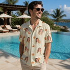 Real-life photo of someone wearing Men's Fiery Fiends Custom Face Hawaiian Shirt — custom faces printed all-over