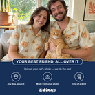 Friends in matching Women's Fiery Fiends Custom Cat Face Hawaiian Shirt — a group gift photo