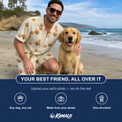 Friends in matching Men's Fiery Fiends Custom Dog Face Shirt & Shorts Set — a group gift photo