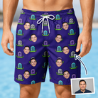Man wearing Men's Mirth Markers Custom Face Beach Shorts — custom faces printed all-over