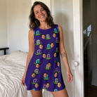 Real-life photo of someone wearing Women's Mirth Markers Custom Face Tank Dress — custom faces printed all-over