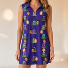 Model wearing Women's Mirth Markers Custom Face V-Neck Dress printed with kids' faces