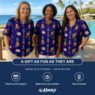 Friends in matching Women's Mirth Markers Custom Face Hawaiian Shirt — a group gift photo