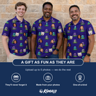 Friends in matching Men's Mirth Markers Custom Face Polo Shirt — a group gift photo