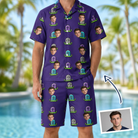 Man wearing Men's Mirth Markers Custom Face Shirt & Shorts Set — custom faces printed all-over