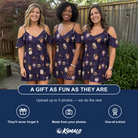 Friends in matching Women's Feathered Frights Custom Face Off-Shoulder Dress — a group gift photo