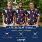 Friends in matching Men's Feathered Frights Custom Face Polo Shirt — a group gift photo