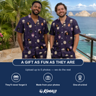 Friends in matching Men's Feathered Frights Custom Face Shirt & Shorts Set — a group gift photo