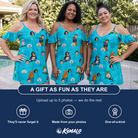 Friends in matching Women's Nocturnal Nonsense Custom Face Off-Shoulder Dress — a group gift photo