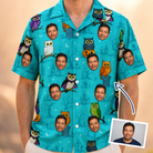 Man wearing Men's Nocturnal Nonsense Custom Face Hawaiian Shirt — custom faces printed all-over