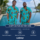 Friends in matching Men's Nocturnal Nonsense Custom Face Shirt & Shorts Set — a group gift photo